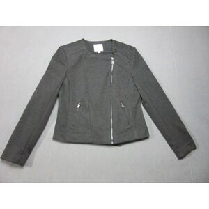 Catherine Malandrino Jacket Womens Medium Gray Runway Style Moto Asymmetric Zip